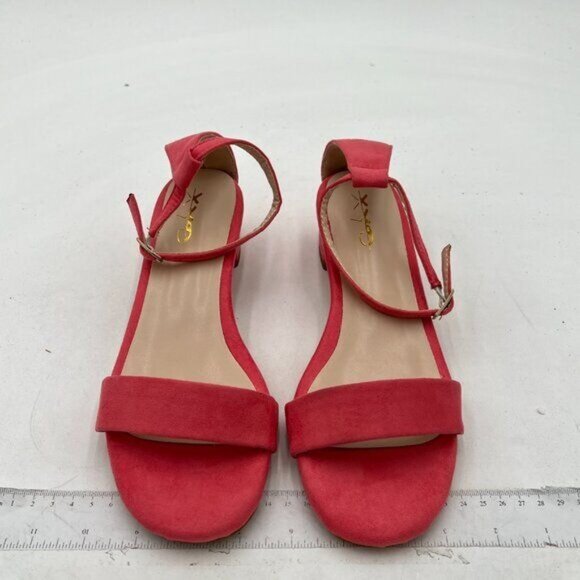 XYD Pink Open Toe Ankle Strap Buckled Low Chunky Heel Sandal - Picture 3 of 8